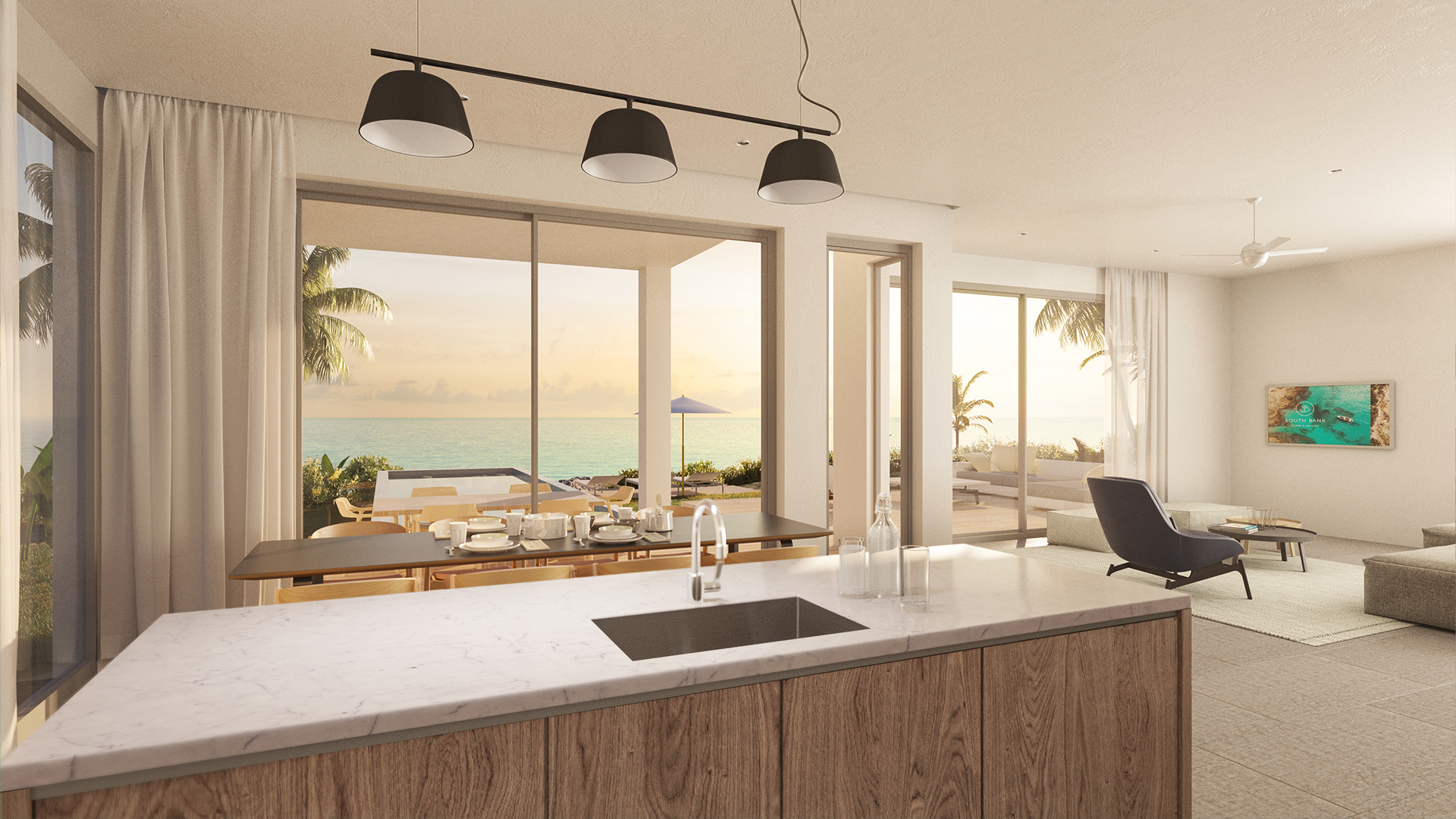 ©South Bank | Residences | Reef Villa | Kitchen and Living Area